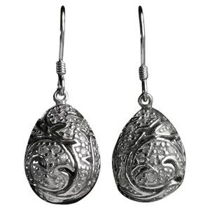 STERLING silver cz damask design dangle drop earrings